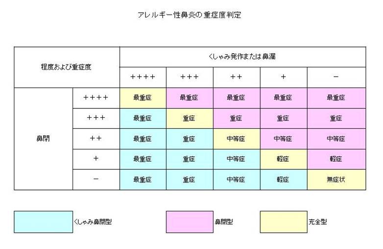 アレルギー性鼻炎の重症度判定